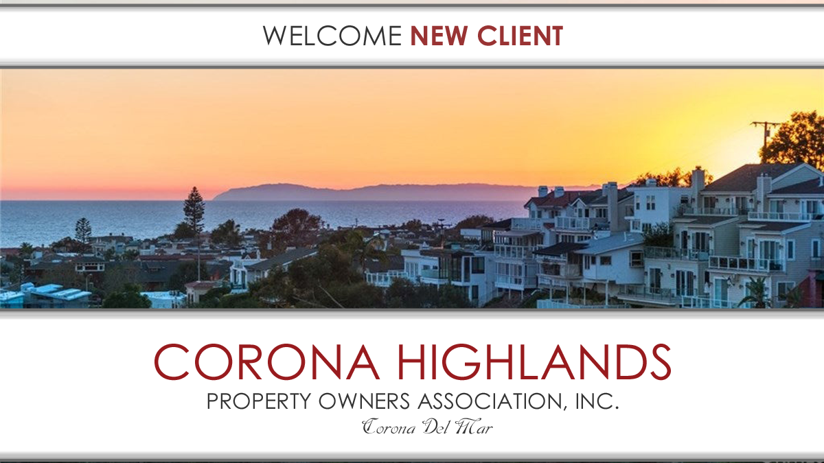 New Client Corona Highlands Property Owners Association, Inc. — HOA Lawyer Blog — April 6, 2022